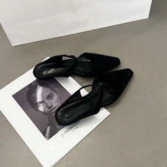 LBSFY  -  Women Mules 2025 Spring New Closed Toe Women Mules Pointed Toe Half-slippers For Women Low-heeled Fashion Female Slippers