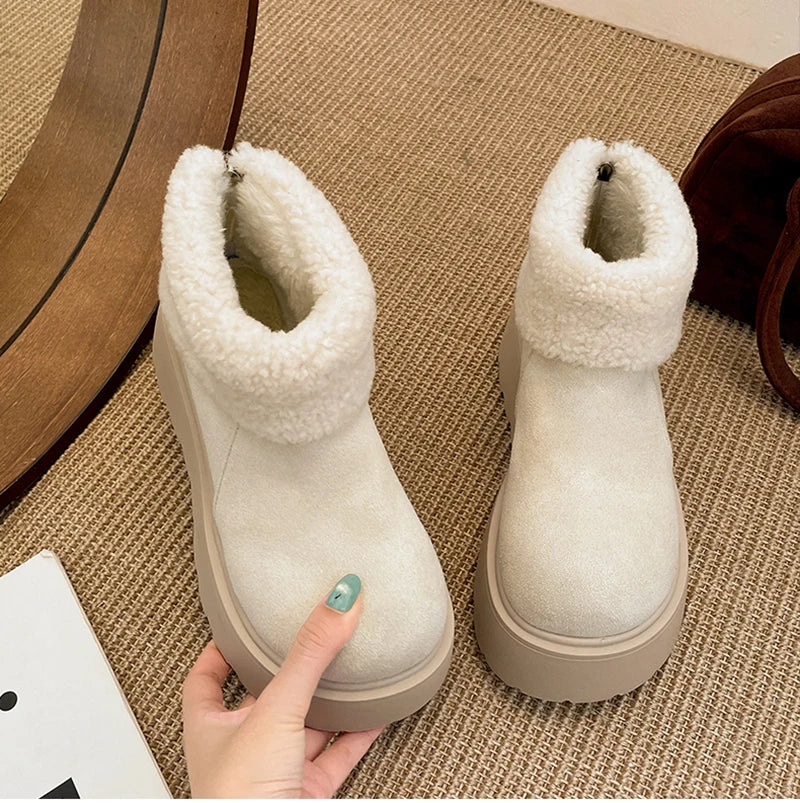 LBSFY  -  Winter Warm Plush Women Snow Boots Fashion Platform Flats Cotton Shoes Concise Short Botas De Mujer