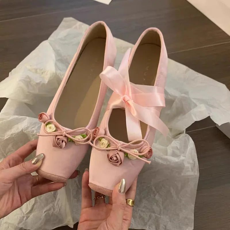 LBSFY -Women Flats Bow Marie Janes Shoes Elegant Wedding Shoes Lolita Dress Square Toe Shoes Designer Walking Shoes Female Zapatos