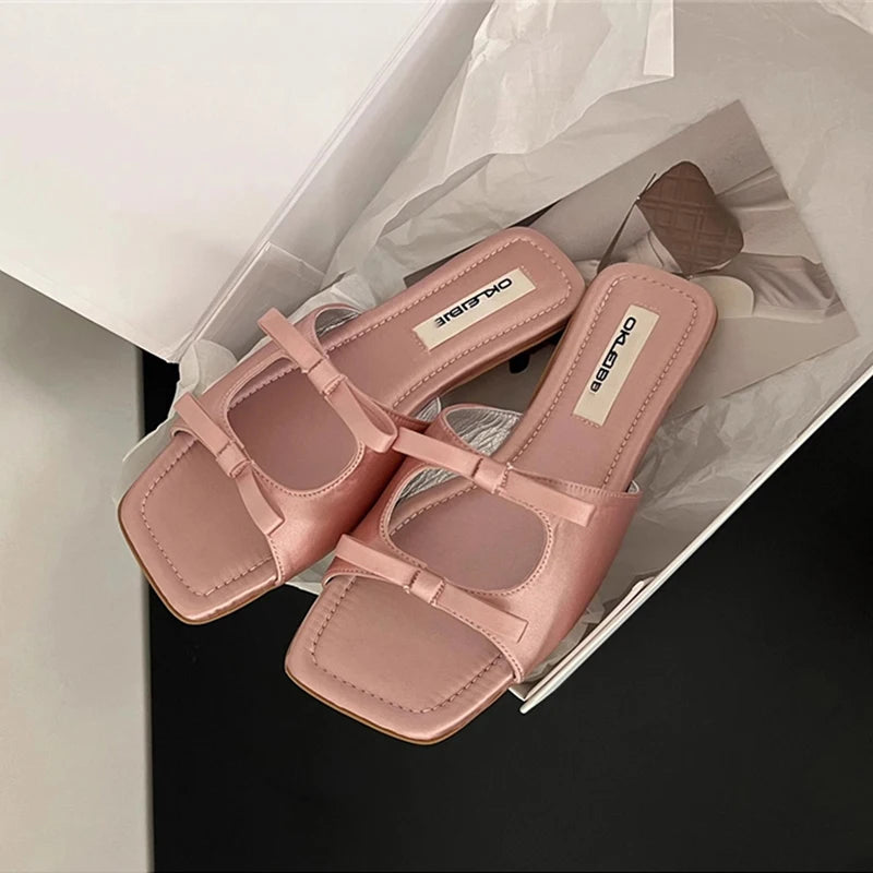 LBSFY  -  Designer Summer Women Slipper Fashion Ladies Butterfly-knot Open Toe Flats Slides Casual Beach Dress Sandal Shoes