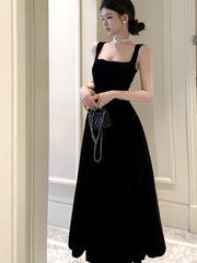 LBSFY -Sexy Spaghetti Strap Womens Dresses French Black Sleeveless A-Line Birthday Party Dress Female One Piece Casual Vestidos Mujer