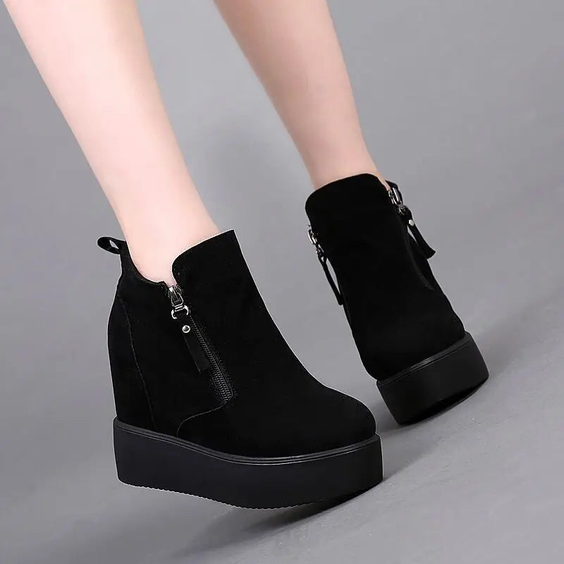 LBSFY  -  Winter Autumn Wedges Short Boots Women High Heel Snow Boots Short Plush Fur Ankle Boots Increased Internal Female Platform Shoes
