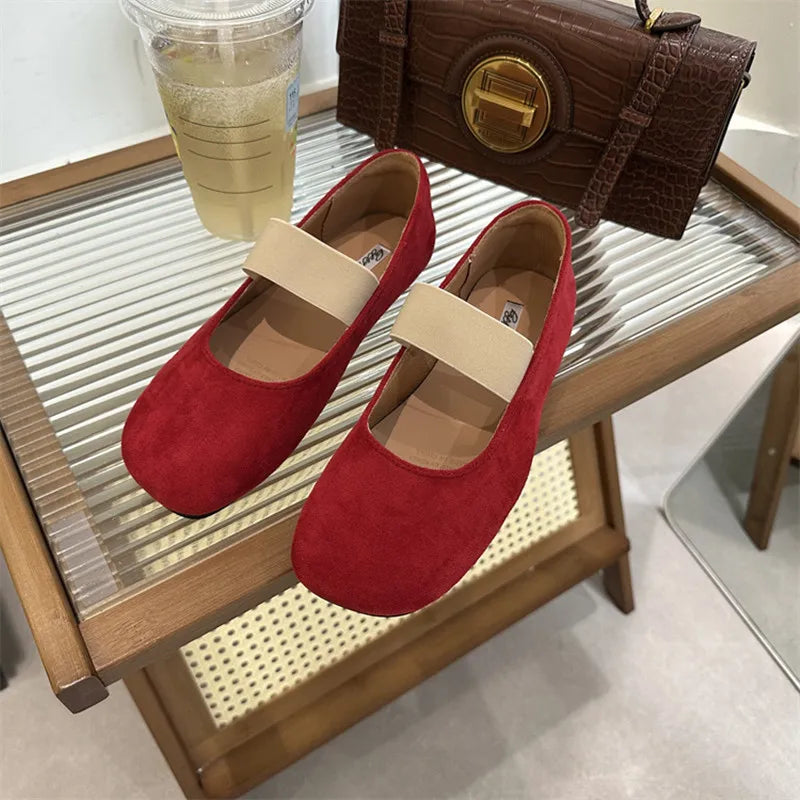 LBSFY -New Women Flats Soft Mary Jane Shoes Soft Casual Outdoor Dress Flat Ballet Shoes Round Toe Shallow Slip On Flats Mujer