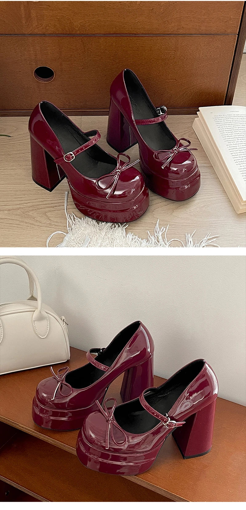 LBSFY -Autumn Platform Thick Heel Women Mary Jane Shoes Fashion Butterfly-knot Shoes Ladies Outdoor Dress Pumps