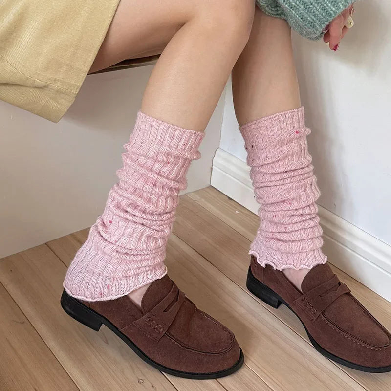 Lbsfy Cute Colorful Point Leg Warmers Y2k Women  Ankle Covers Warm Thickened Cashmere Knitted  Leggings Socks Calf Socks Leg Covers