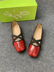 LBSFY  -  Elegant Ballet Flats Cloud Shoes Women PU Leather Elegant Red Mary Janes Shoes Ladies Square Toe Spring Autumn Shallow Loafers