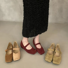 LBSFY  -Spring Brand Women Flats  Soft Leather Eelgant Dress Shoes Square Toe Shallow Slip On Ladies Casual Ballet Shoes