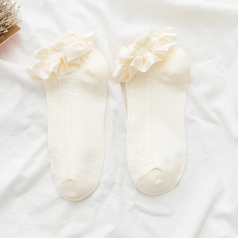 Lbsfy Socks Women Female Cute Kawaii Japanese Spring Summer Cute Kawaii Sweet Style Lolita Thin White black Lace Sock Girls Gift Sox