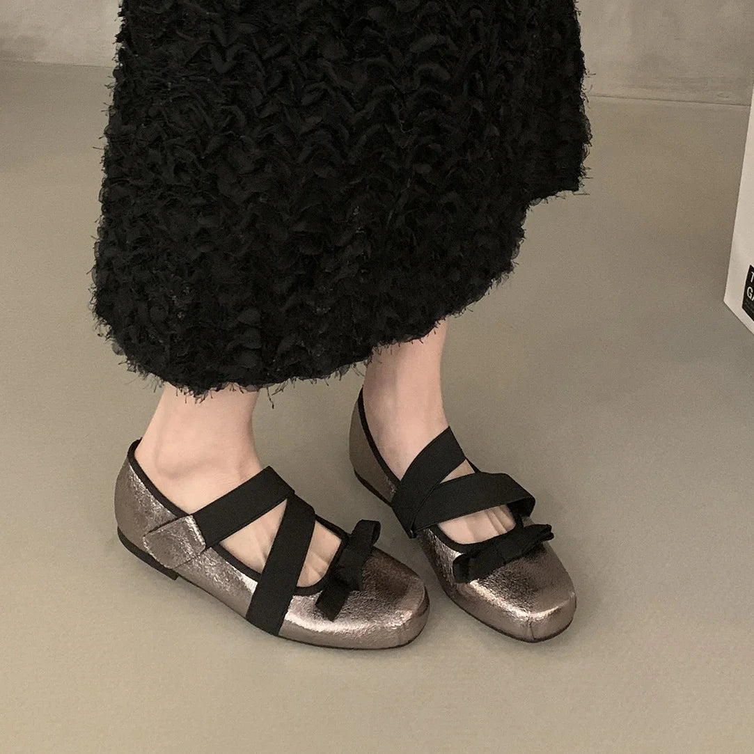 LBSFY  -  2025 Spring Women Flats Fashion Leopard Print Split Toe Shallow Slip On Ladies Mary Jane Soft Flat Heel Ballerina Shoe