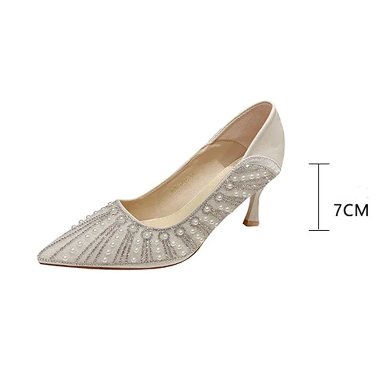 LBSFY -Shoes for Women's Wedding Bridal Shoes 2025 Crystal Elegant Pointed Toe Thin High Heel Sexy Women's Party Shoe Pumps Women Shoe