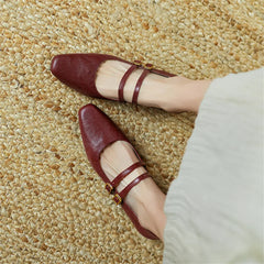 LBSFY  -  Luxury Sheepskin Leather Thick Heels Pumps For Women Elegant Mary Jane Buckle Fashion Party Wedding Shoes Woman Pumps
