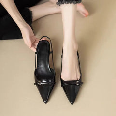 LBSFY -New Pointed Toe Sexy Mid Heels Party Shoes Women Sandals Designer Brand Pumps Slingback Casual Shoes Dress Shoes
