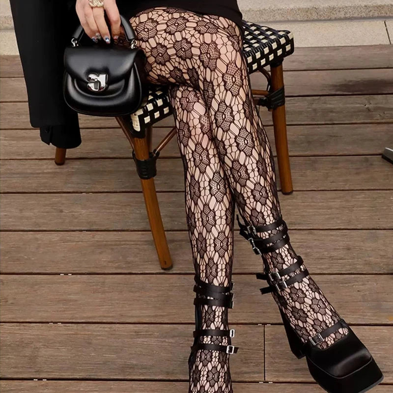 Lbsfy Japanese Sweet Sakura Fishing Net Stockings Vintage Women Y2K Summer Flower Sexy Luxury Stockings Party Underwear Pantyhose