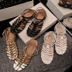 LBSFY  -  2024 New Handmade Glatordiator Women Sandals Faux Leather Cut-outs Hollow Summer Ladies Fashion Party Casual Shoes