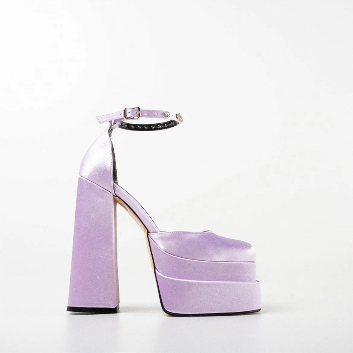 LBSFY  -  Fashion Ivory Satin Evening Party Platform Womens Sandals High Heels  15 cm Thick Heels Wedding Womens Shoes