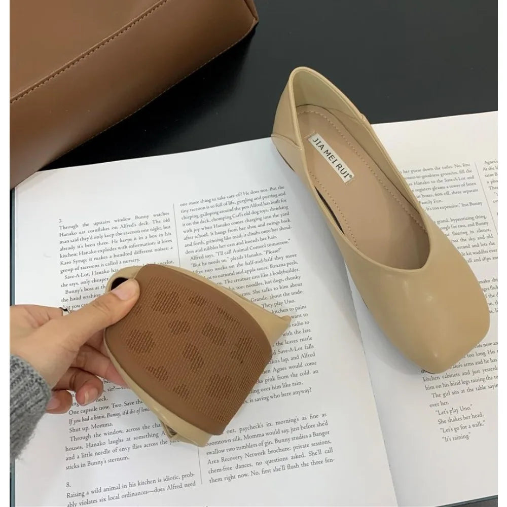 LBSFY -Women Cute Light Weight Spring Slip on Leather Flat Shoes Lady Casual Brown Office Casual Single Shoes Loafers Zapatos De Mujer