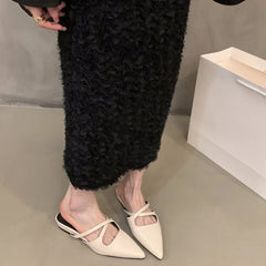 LBSFY  Summer Women's Pointed Toe Mules Slippers Fashion Shallow Slip On Slides Elegant Dress Street Style Shoes