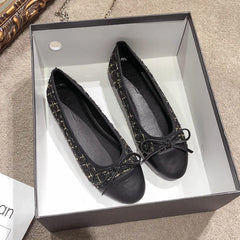 LBSFY  -  Plus Size 44 Ballerina Flats Round Toe Shoes Woman Tweed Comfortable Slip on Flat Shoes Ladies Maternity Shoes Zapatos Loafers