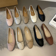 LBSFY -Fashion Bow Tie Flats Ballet Shoes Women Female Ballet Round Toe Shallow Cut Ballerina Soft Moccasin Dress Shoes Zapato