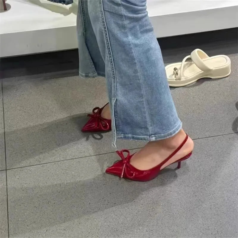 LBSFY -2025 hot Summer Women French style Clip Toe Slippers Fashion Dress Slide Shoes Ladies Elegant High Heel Footwear Mature style