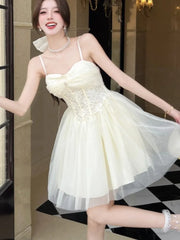LBSFY -Summer Elegant Sweet Princess Dresses For Woman Spaghetti Strap Mesh A-Line Short Dress Birthday Party Evening Fashion New