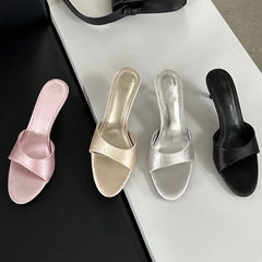 LBSFY -Summer Fashion Woman Slippers Slip On Thin Low Heels Party Stripper Dress Ladies Mules Slides Zapatos Mujer