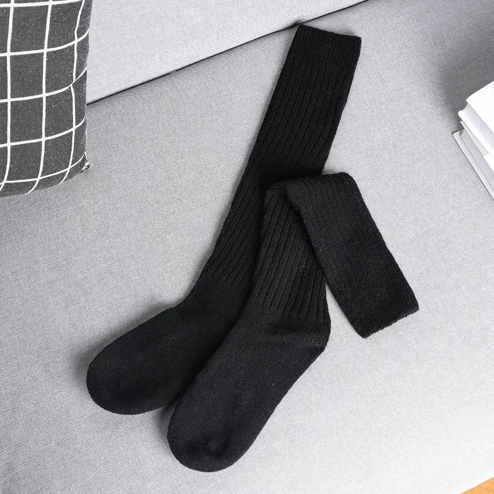 Lbsfy Soft Wool Long Socks Women Autumn Winter Cashmere Solid Knitted Stocking Skinny Casual Knee High Fluffy Warm Thicken Girls Socks