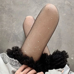 Lbsfy Y2K Shiny Sexy Stockings Tights Korean Rhinestone Mesh Fishnet Pantyhose Women Pantyhose Female Hosidery Diamond Nylon Lingerie