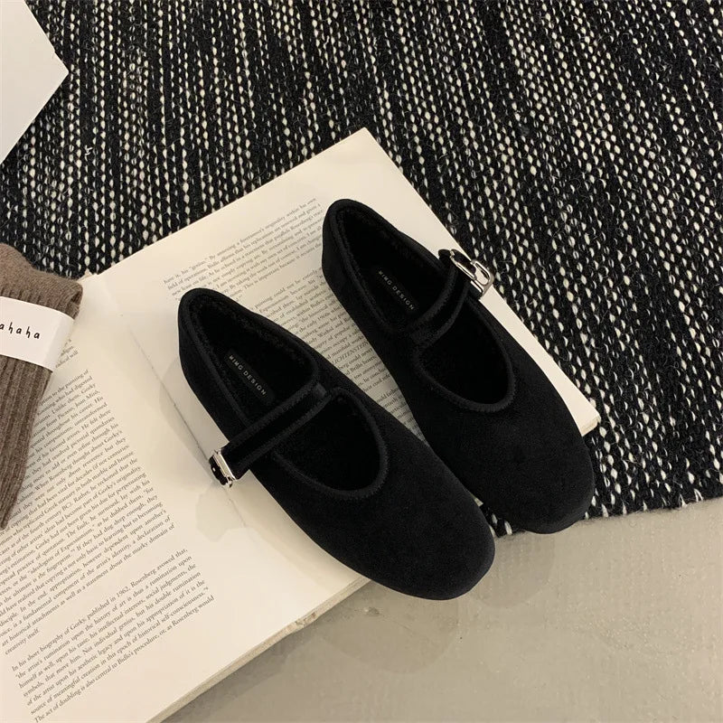 LBSFY  -   Ballet Flats Buckle Red Dress Ballerinas Zapatos Mujer Women Mary Janes Shoes