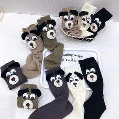 Lbsfy Women Socks Cotton Female Spring Autumn Harajuku Stereoscopic Cute Kawaii Cartoon Puppy Sweet Style Middle Tube Short Crew Socks