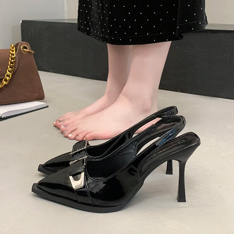 LBSFY -New Women's Ankle Boots Lace Up Leather Shoes Pointed Toe Flats Soft Sneakers for Female Motorcyle Boots Black Booties