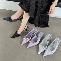 LBSFY -New Fashion Design Butterfly-knot Women Pumps Sandals Slingback Pointed Toe Thin Heels Mules Shoes