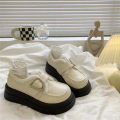 LBSFY  -  Fashionable Comfortable Velvet and Warm Loafers for Women Winter New Retro Platform Thick-soled Sports/Casual Shoes for Women
