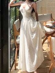 LBSFY -French Elegant Vintage Print Fashion Long Dress Sexy V-Neck Slim Waist Sleeveless Spaghetti Strap Women's Dresses Spring Summer