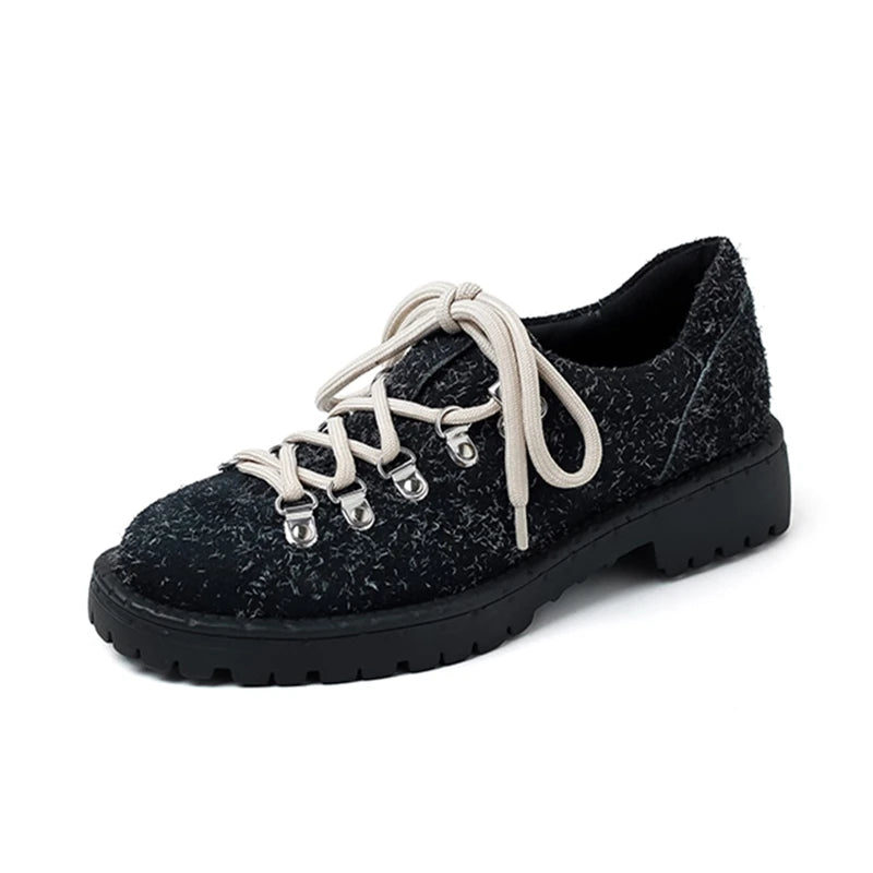 LBSFY  -  2025 new suede women's derby shoes Retro non-slip Oxford shoes female Large size fashion loafers for women