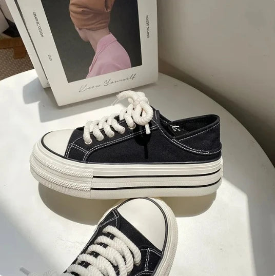 LBSFY  -  Platform Canvas Shoes for Women High-top Candy Color Korean Fashion Shoes Student Casual All-match Designer Footwear New