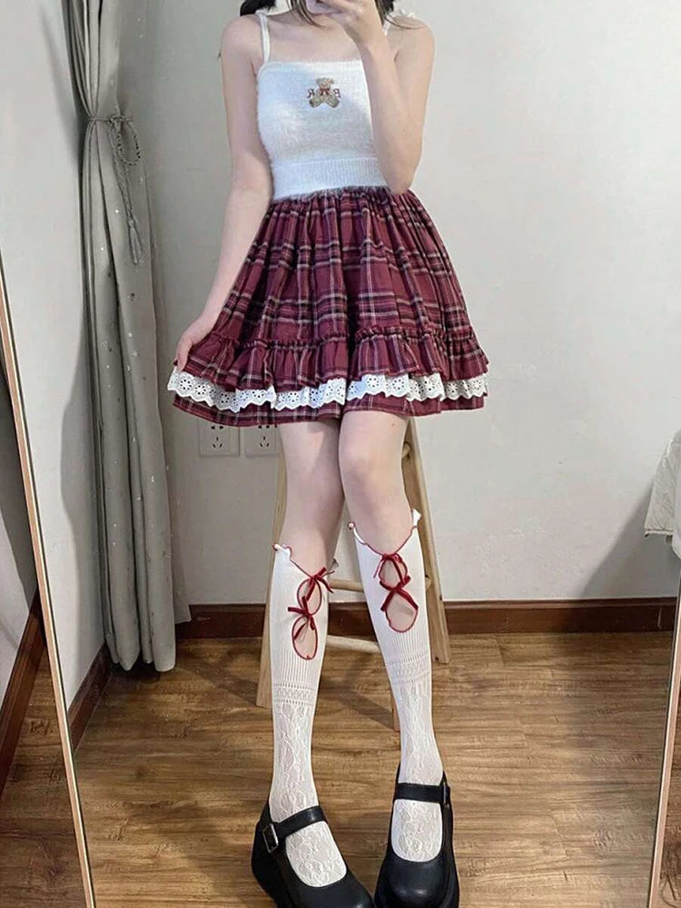 Lbsfy 1 Pair Hollow Lace Women Long Stockings Fashionable Versatile Knotted White Lolita Style Comfortable Breathable Casual Socks