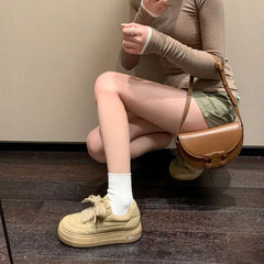 LBSFY  -    New Women Sneakers Lace Up Platform Shoes Spring Summer Casual Shoes Fashion Ladies Thick Bottom Flats
