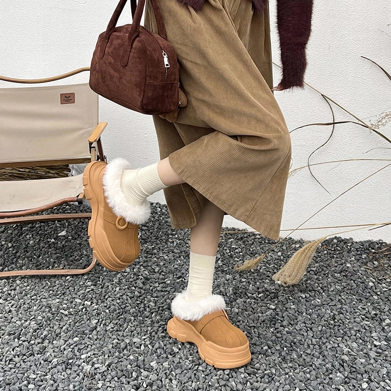 LBSFY  -  Faux Fur Warm Ankle Boots for Women Winter Faux Suede Soft Chunky Platform Snow Boots Woman Shallow Thick Sole Plush Short Botas