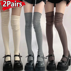 Lbsfy New Solid Color Thigh High Stockings Women Trendy Casual Over The Knee Female Long Socks Thermal Warm Cotton Tall Tube Leggings