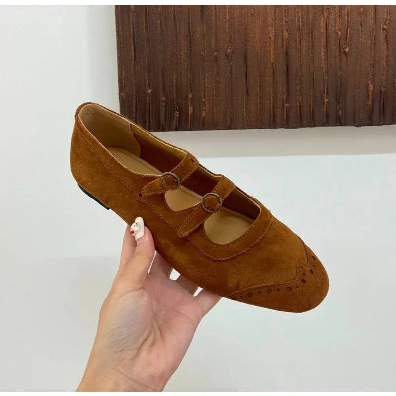 LBSFY -New Mary Janes Flats Shoes Ballet Casual Sneakers Women Sandals Loafers Trend Shallow Dress Suede Comfort Zapatos Mujer