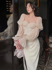 LBSFY -Elegant Party Dresses For Women Vintage Long Dress Off Shoulder Long Sleeve Autumn Spring Prom Robe Slim One Piece Vestidos New