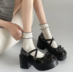 LBSFY -Lolita Shoes Women Japanese Style Mary Jane Shoes Women Vintage Shallow High Heels Chunky Platform Shoes Cosplay Female Sandals