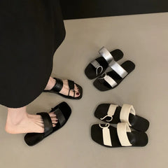 LBSFY -Summer Fashion Women Slipper Slip On Ladies Sandal Flat Heel Outdoor Dress Slides Shoes Beach Flip Flop Mujer