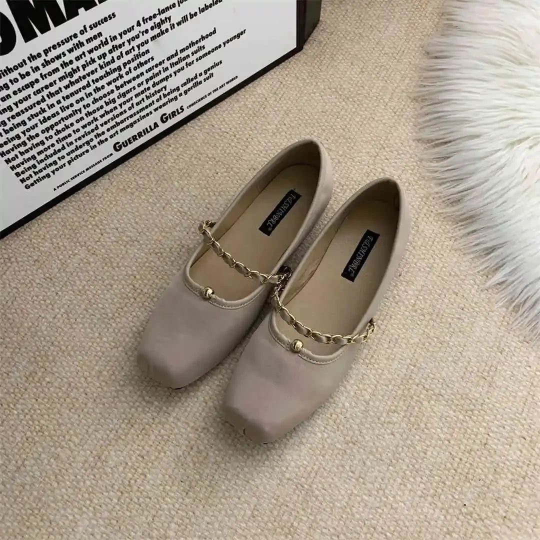LBSFY  -  Ballerina Flats For Women Satin Pink Purple 2025 New zapatos de mujer Square Toe Ballet Flats Shoes