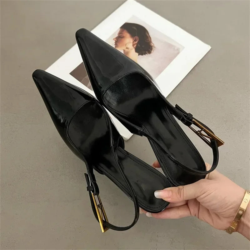 LBSFY -Street Style New Design Thin High Heels Women Pumps Buckle Strap Pointed Toe Party Banquet Slingbacks Female Shoes