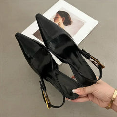 LBSFY -Street Style New Design Thin High Heels Women Pumps Buckle Strap Pointed Toe Party Banquet Slingbacks Female Shoes
