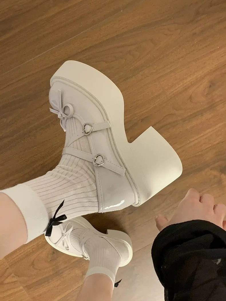 LBSFY -Lolita Shoes Women Japanese Style Mary Jane Shoes Women Vintage Shallow High Heels Chunky Platform Shoes Cosplay Female Sandals
