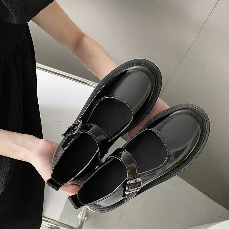LBSFY -Women Black Lolita Shoes Casual Platform Mary Janes Heels Women Vintage Pumps for Women College Student Low Heel Women's Shoes
