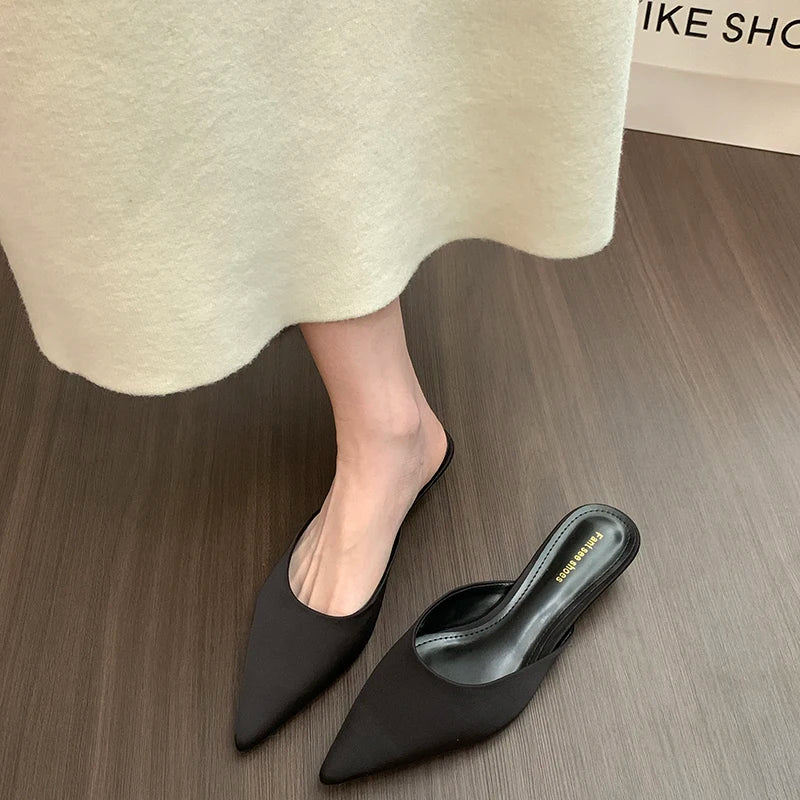LBSFY  Summer Fashion Pointed Toe Mules Women Slippers Casual Dress Street Style Slides Ladies Slip On Shoes